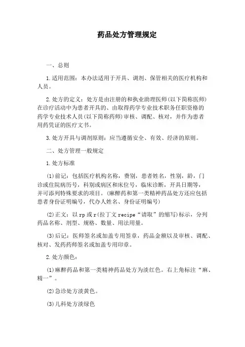 药品处方管理规定