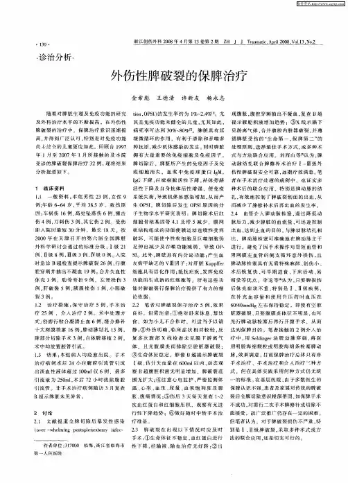 外伤性脾破裂的保脾治疗