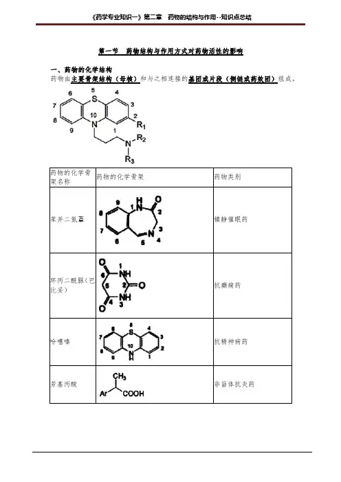 第二章 药物的结构与作用--知识点总结