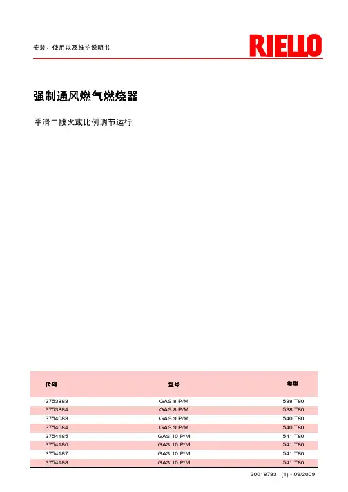 利雅路(RIELL0)燃气燃烧器说明书