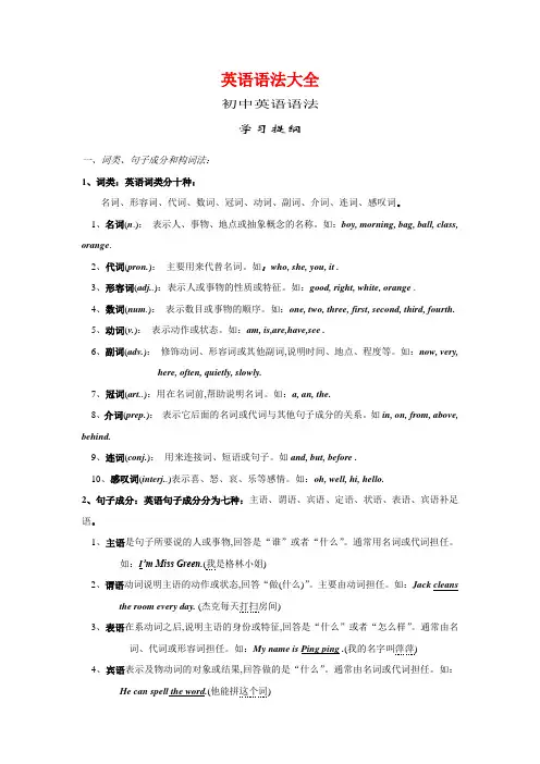 (完整)初中英语语法大全[知识点总结可打印](2),推荐文档