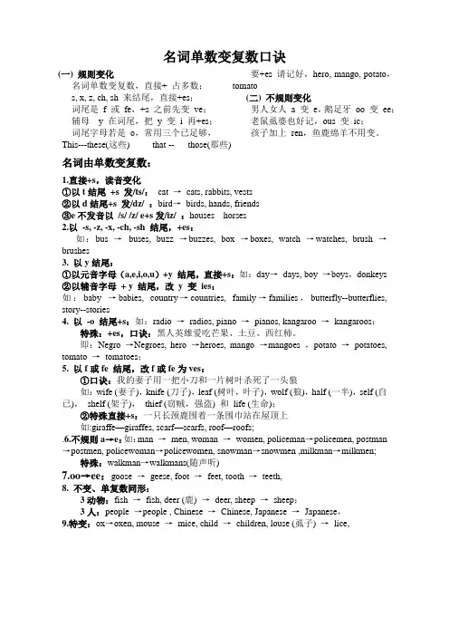 英语名词变复数总结全