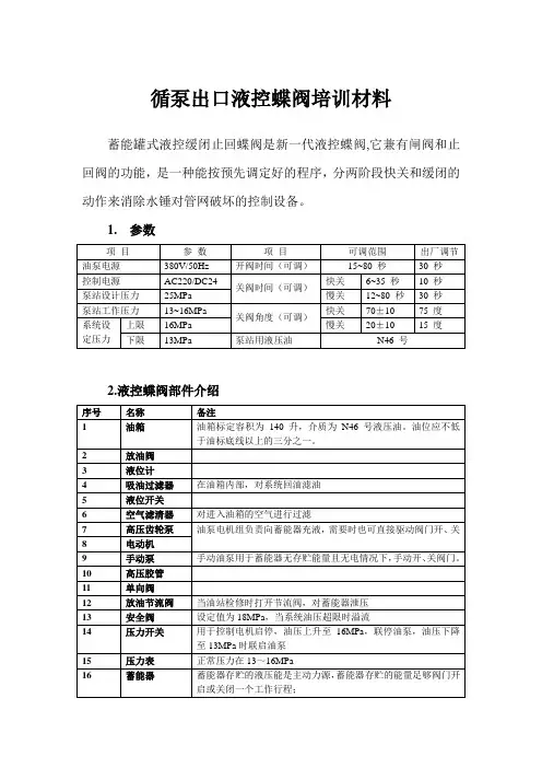 循泵出口液控蝶阀培训材料