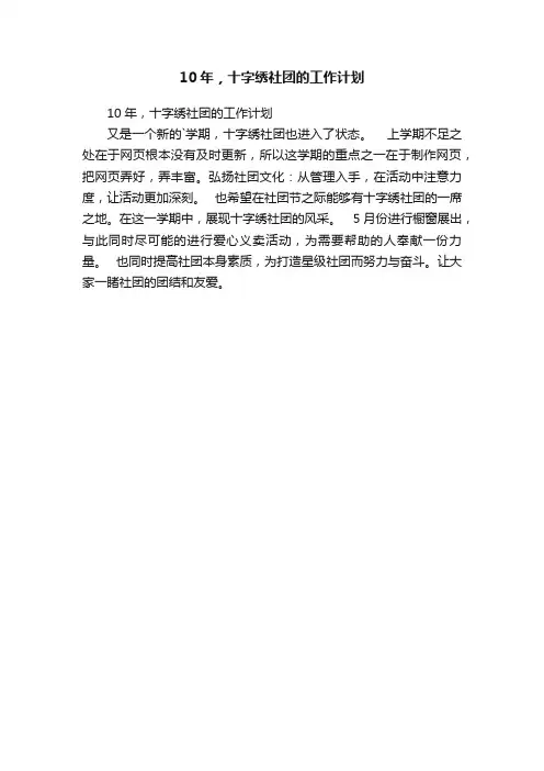10年，十字绣社团的工作计划