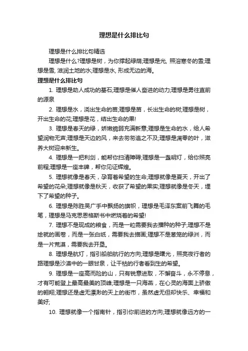 理想是什么排比句精选
