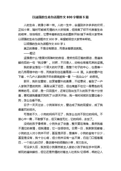 以顽强的生命为话题作文800字最新5篇