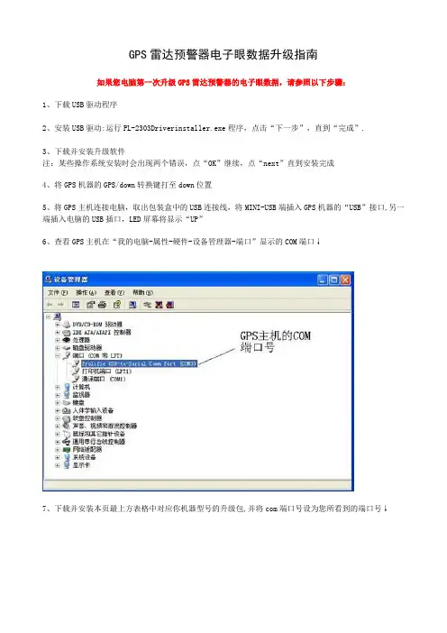 GPS雷达预警器电子眼数据升级指南