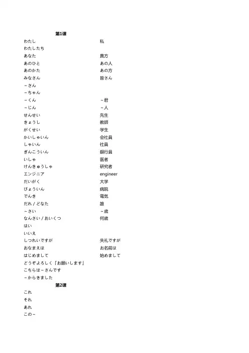 《大家的日语》第1-2册单词20081102