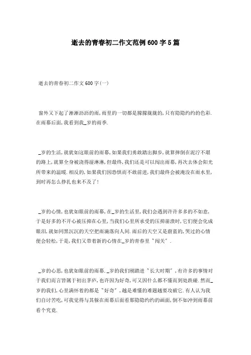 逝去的青春初二作文范例600字5篇