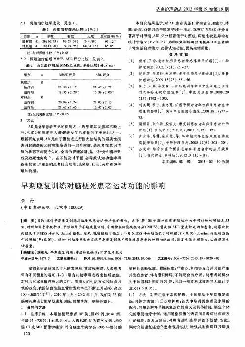早期康复训练对脑梗死患者运动功能的影响