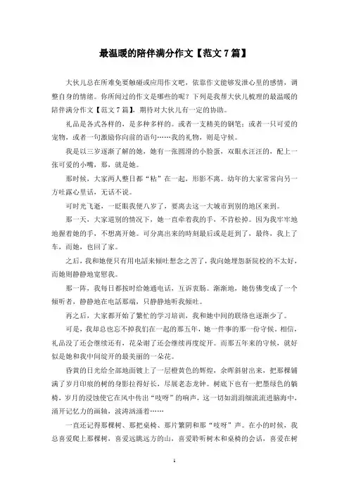 最温暖的陪伴满分作文(7篇)