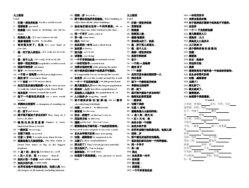 九上Unit2短语