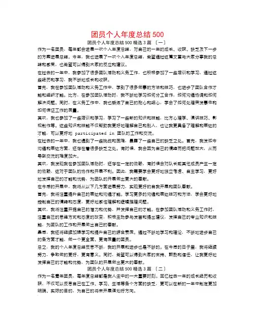 团员个人年度总结5003篇