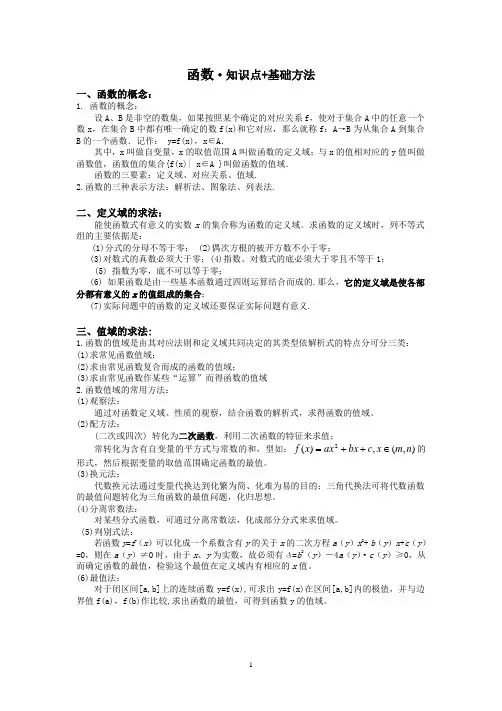 (完整版)高考复习-函数及其性质知识点+基础方法