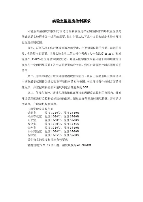 实验室温湿度控制要求