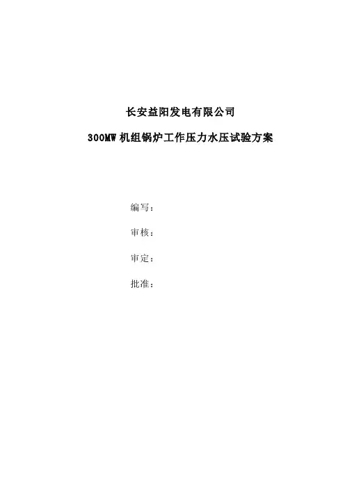 300MW机组锅炉工作压力水压试验方案