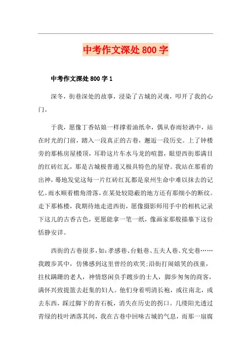 中考作文深处800字