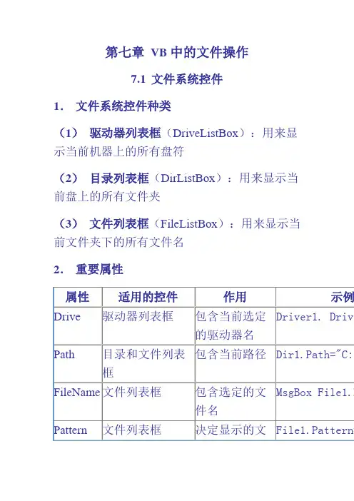 第七章 VB中的文件操作