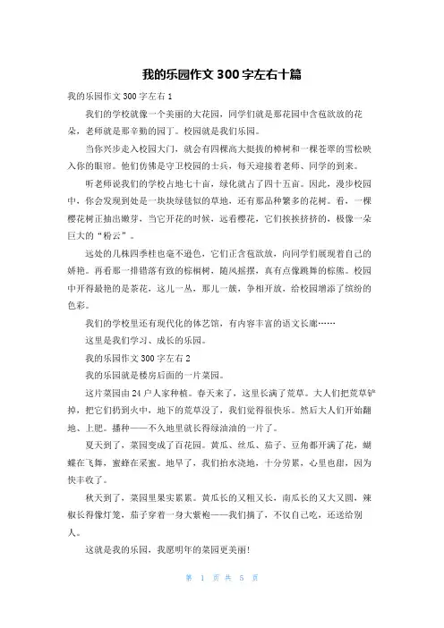 我的乐园作文300字左右十篇