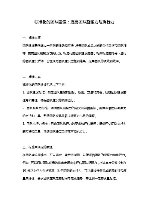 标准化的团队建设：提高团队凝聚力与执行力