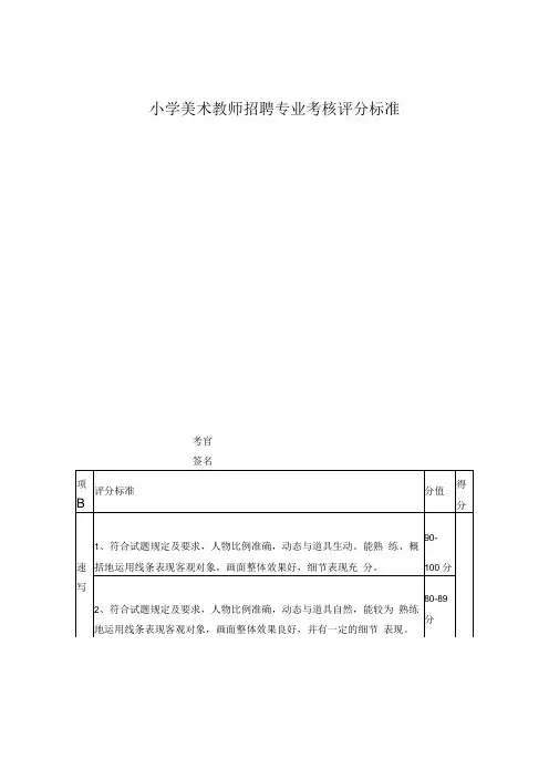 小学美术教师招聘专业考核评分标准