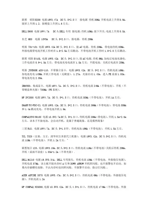 看电流修本本——常用笔记本静电电流汇总