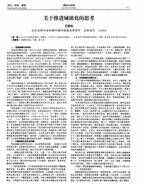 关于推进城镇化的思考
