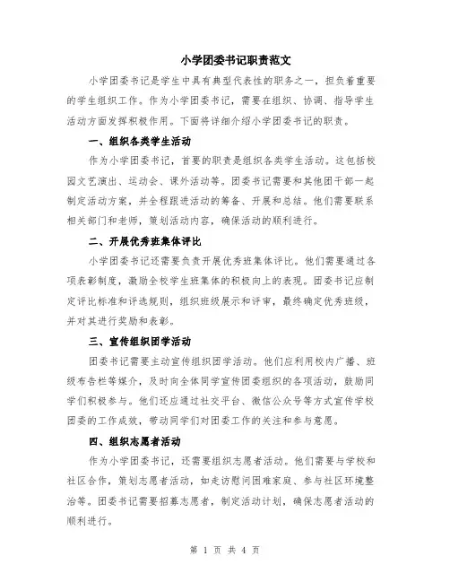 小学团委书记职责范文（二篇）