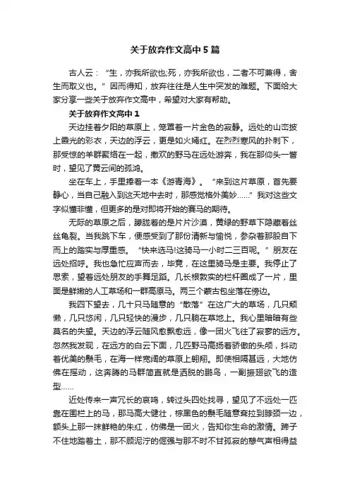 关于放弃作文高中5篇