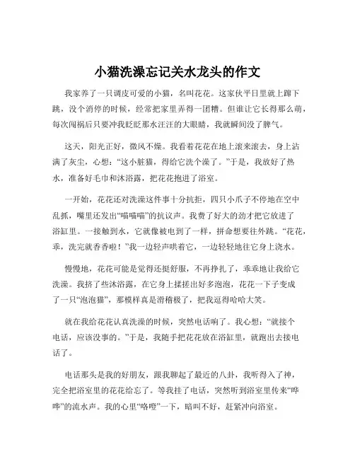 小猫洗澡忘记关水龙头的作文