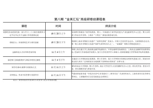 第八期“金英汇坛”高级研修班课程表
