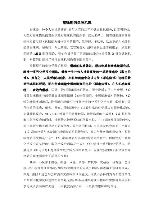 甜味剂的呈味机理
