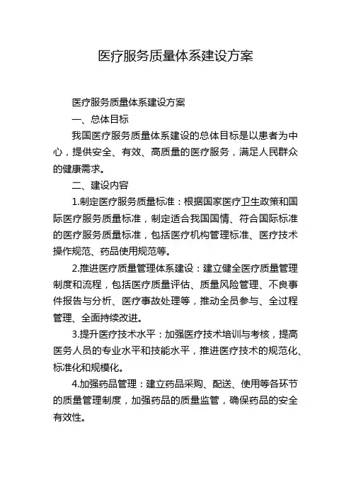 医疗服务质量体系建设方案