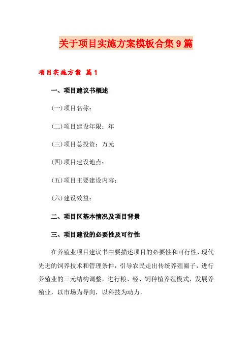 关于项目实施方案模板合集9篇