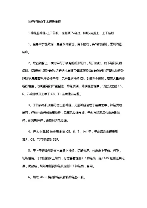 神经纤维瘤手术记录模板