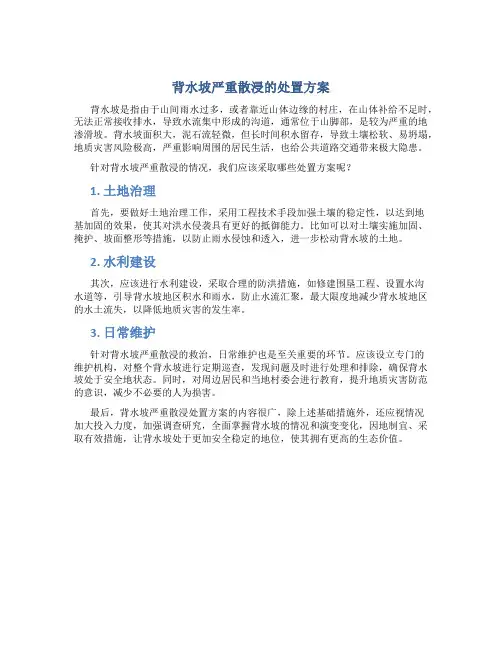 背水坡严重散浸的处置方案