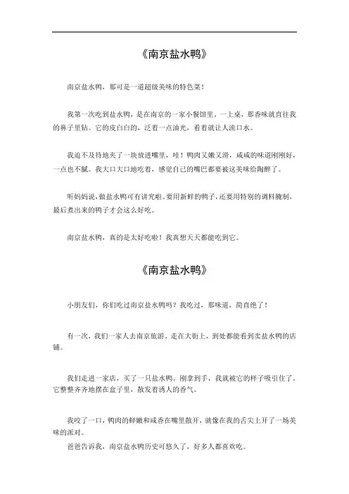 南京盐水鸭作文500字