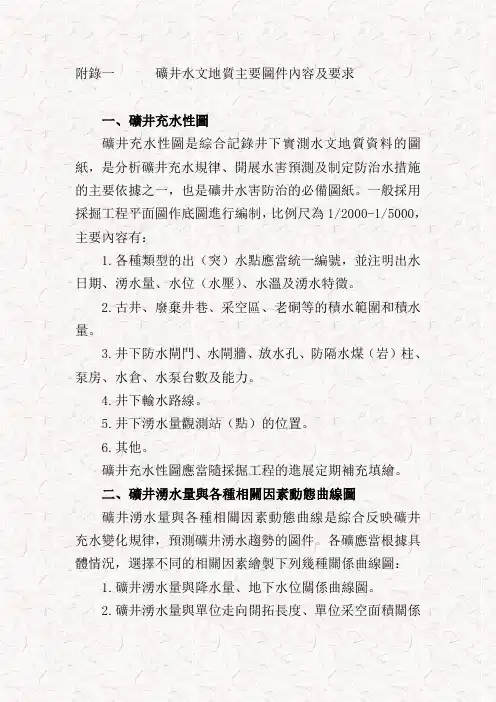 矿井水文地质主要图件内容及要求