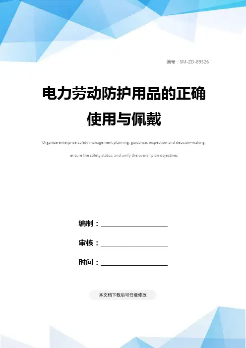 电力劳动防护用品的正确使用与佩戴