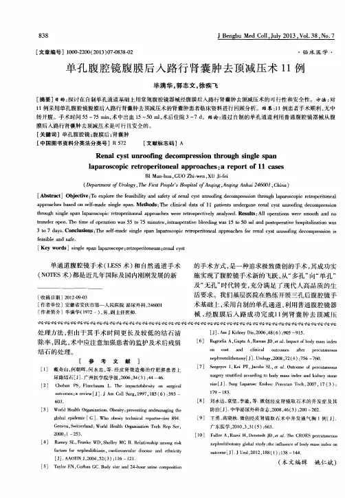 单孔腹腔镜腹膜后入路行肾囊肿去顶减压术11例