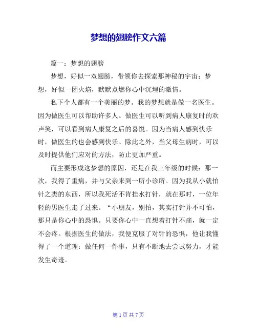 梦想的翅膀作文六篇