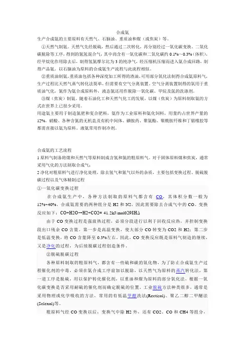 合成氨相关知识