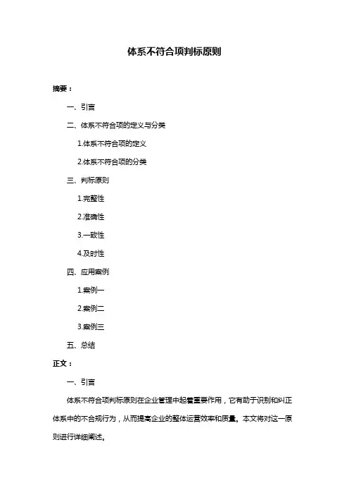 体系不符合项判标原则