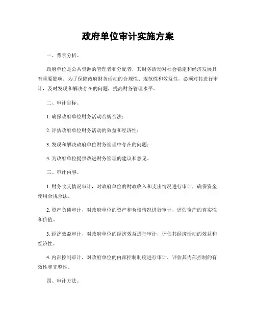 政府单位审计实施方案