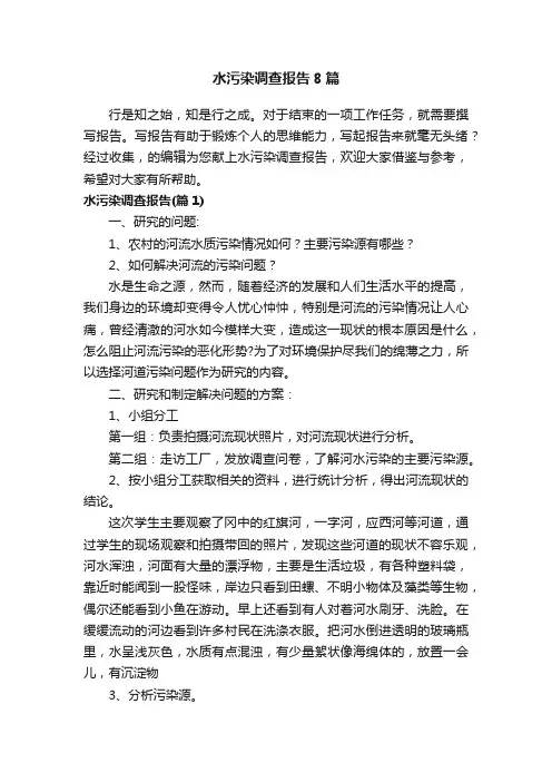 水污染调查报告8篇