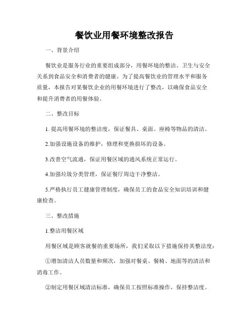餐饮业用餐环境整改报告