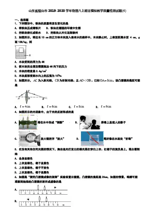 山东省烟台市2019-2020学年物理八上期末模拟教学质量检测试题(4)