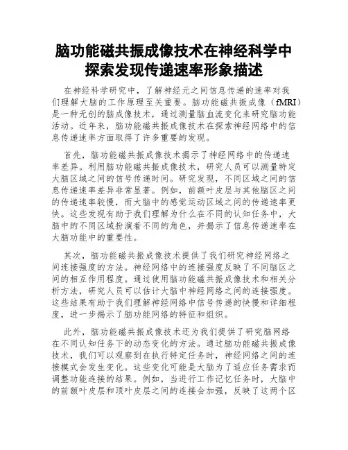 脑功能磁共振成像技术在神经科学中探索发现传递速率形象描述
