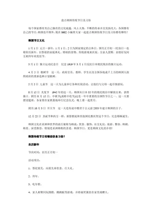盘点韩国传统节日及习俗