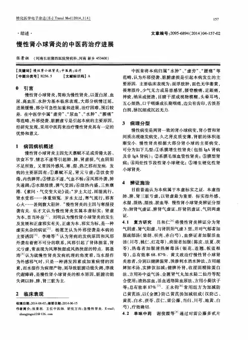 慢性肾小球肾炎的中医药治疗进展